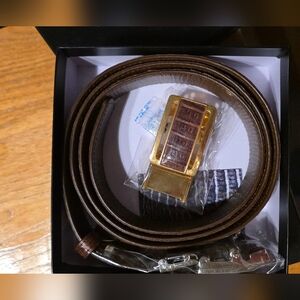 Croton Brown Crocodile Skin Belt